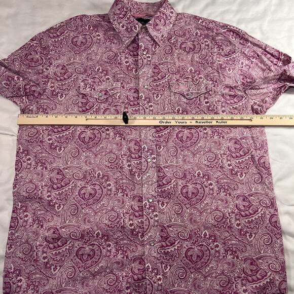 Wrangler Western Shirt Mens Size XL Pink Paisley Floral Breast Cancer Pearl Snap - Picture 7 of 16